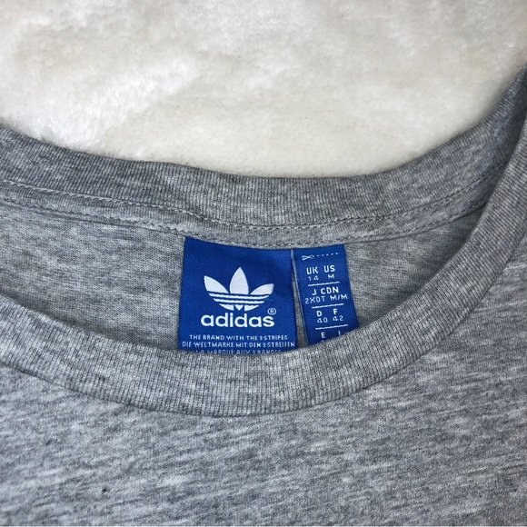 Adidas Grey Striped Cropped T-shirt Size Medium - Picture 5 of 7